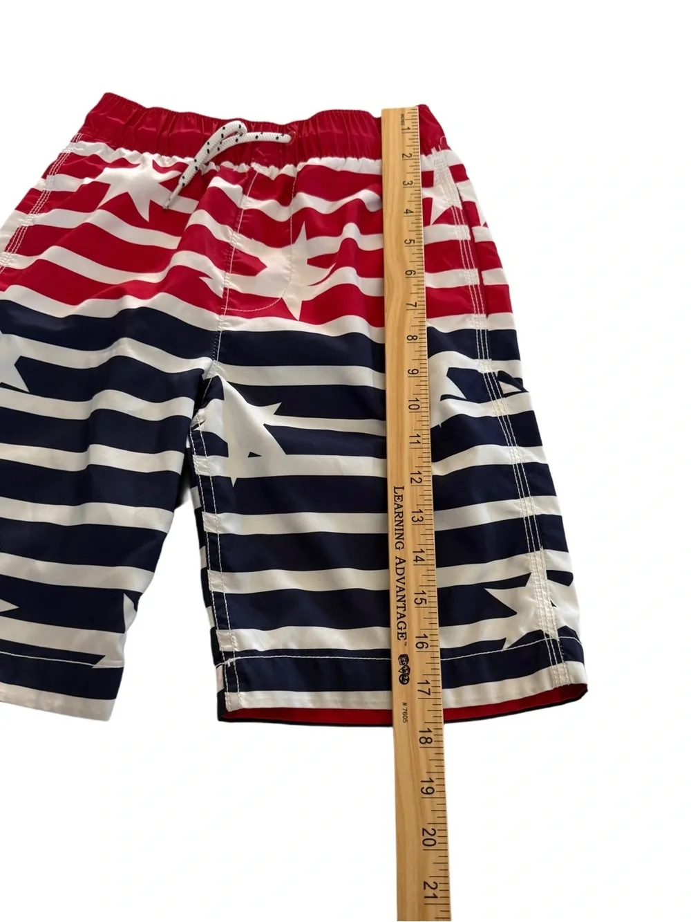 GAP Boys Red White Navy Star Stripe Patriotic American Flag Swim Shorts Medium